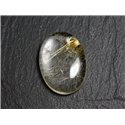 N81 - Cabochon Pierre - Quartz Rutile doré Ovale 26x19mm - 8741140002913 