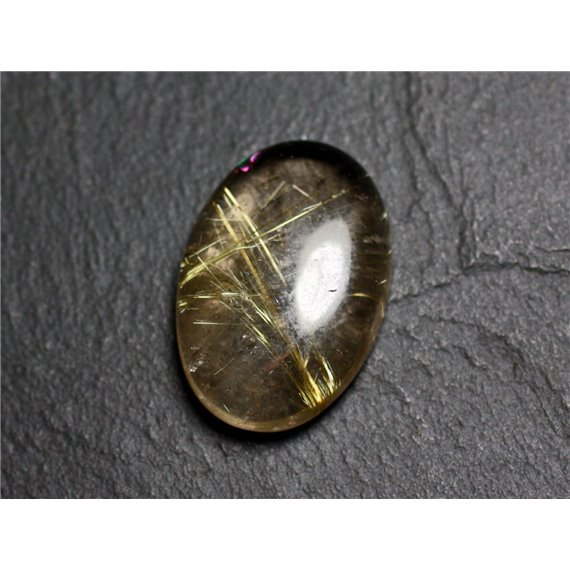 N84 - Cabochon Pierre - Quartz Rutile doré Ovale 27x19mm - 8741140002944 