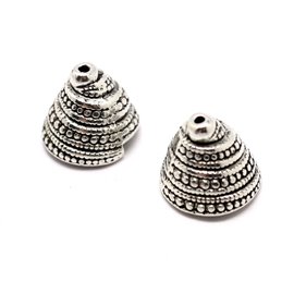 6st - Findings Cones cups Ethnic verzilverd metalen Spiraal 14x13mm - 8741140001831 