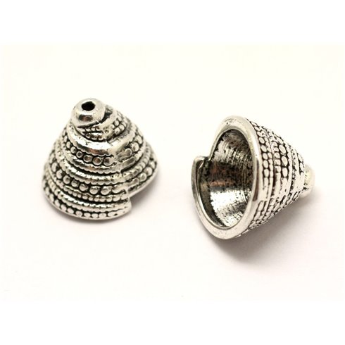 6pc - Apprêts Cônes coupelles Métal argenté ethnique Spirale 14x13mm - 8741140001831