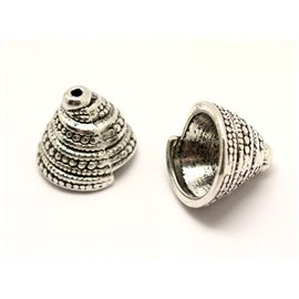 6pc - Apprêts Cônes coupelles Métal argenté ethnique Spirale 14x13mm - 8741140001831  6pc - Apprêts Cônes coupelles Métal argenté ethnique Spirale 14x13mm - 8741140001831