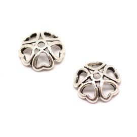 20pc - Cartillas Copas Silver Metal Flores Corazones Trébol 10x3mm - 8741140001886 