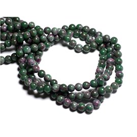 20pc - Stone Beads - Jade Balls 6mm Green Purple Pink - 8741140001091 