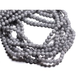 Fil 39cm 92pc environ - Perles Pierre Jade Boules 4mm Gris clair