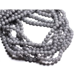 Thread 39cm 92pc approx - Stone Beads - Jade Balls 4mm Light gray - 8741140001541 
