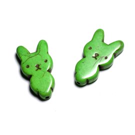 10pc - Conejo de síntesis de perlas turquesas 28mm verde - 4558550088277 
