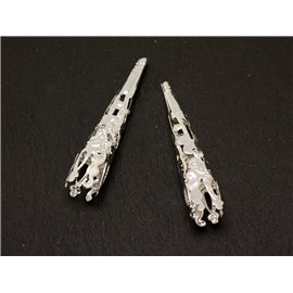 20 Stück - Lange Primer Kegel Silber Metall Arabesken Wasserzeichen 40mm - 8741140001848 