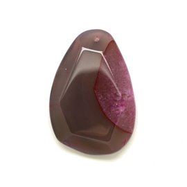 N11 - Stone Pendant - Pink agate and faceted drop quartz 65mm - 8741140001664 