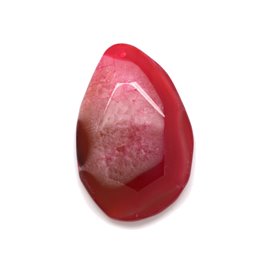 N19 - Pendente in pietra - Goccia sfaccettata in agata rosa e quarzo 64 mm - 8741140001749 