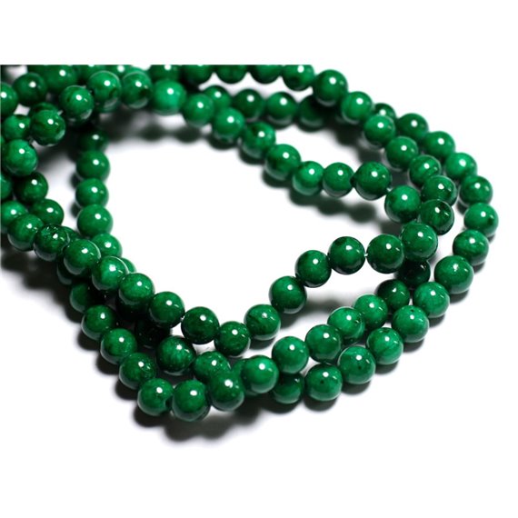 20pc - Perles de Pierre - Jade Boules 6mm Vert Empire - 8741140001084 