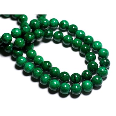 10pc - Perles de Pierre - Jade Boules 10mm Vert Empire -  8741140001145 