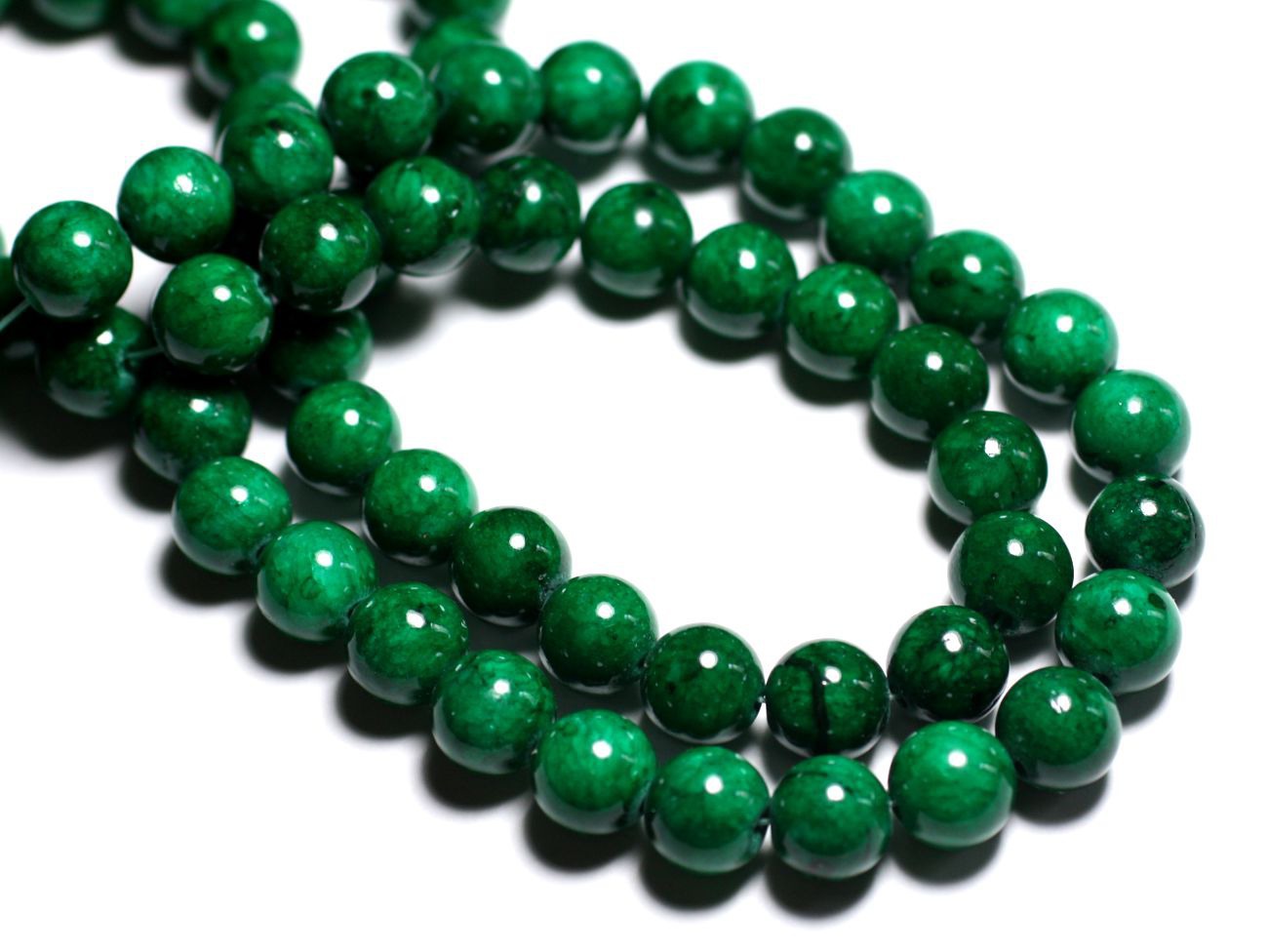 10pc - Perles de Pierre - Jade Boules 10mm Vert Empire -  8741140001145 