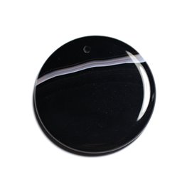 N5 - Semi precious stone pendant - Black and white agate round 47mm - 8741140001367 