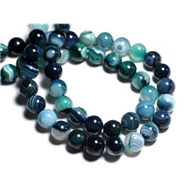 5pc - Perline di pietra - Palline di agata 10mm Blu verde - 8741140000216 