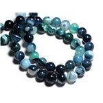 5pc - Perles de Pierre - Agate Boules 10mm Bleu vert -  8741140000216 