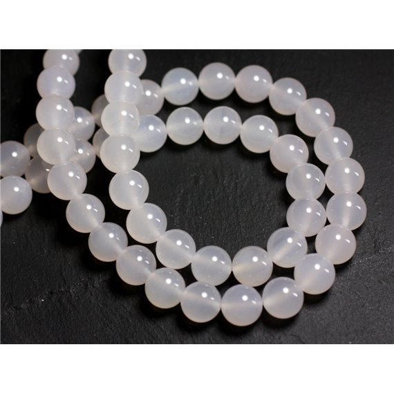 20pc - Perles de Pierre - Agate blanche Boules 6mm -  8741140000261 