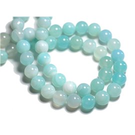 5pc - Stone Beads - Turquoise Blue Agate Balls 10mm - 8741140000377 