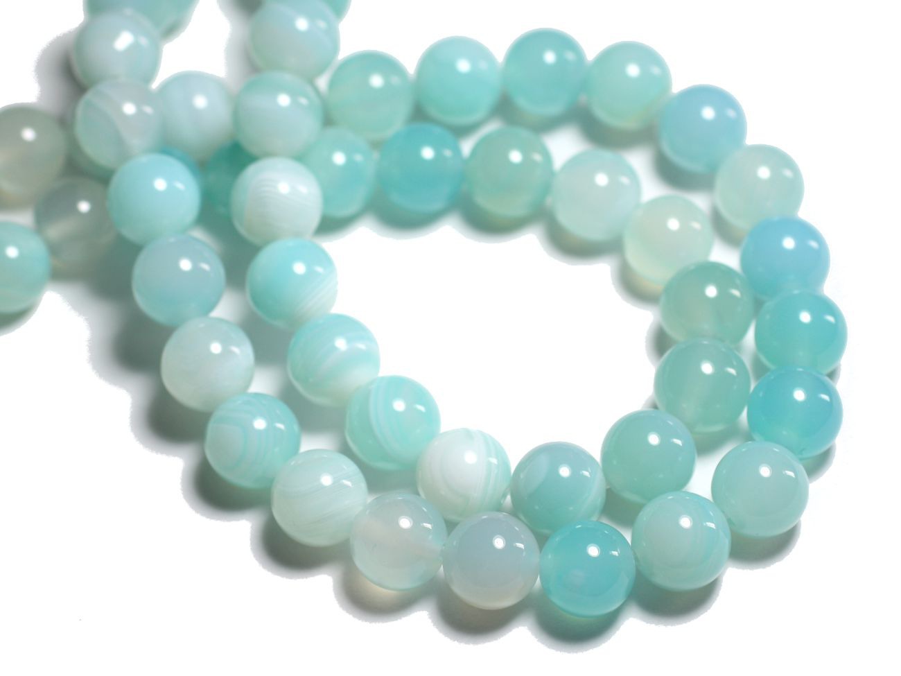 5pc - Perles de Pierre - Agate Bleu turquoise Boules 10mm -  8741140000377 