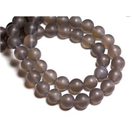 10pc - Stone Beads - Matte Gray Agate 8mm Balls - 8741140000384 