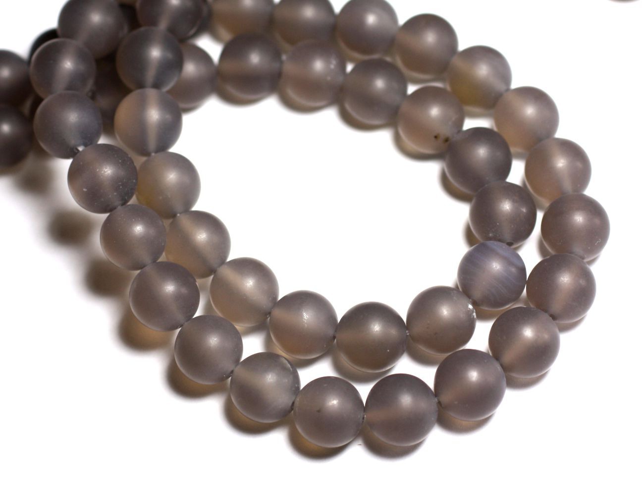 4pc - Perles de Pierre - Agate Grise Mat Boules 12mm -  8741140000407 
