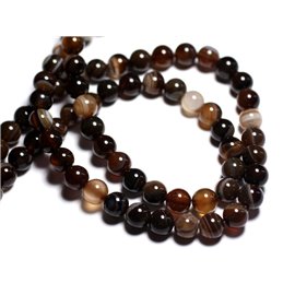 10pc - Stone Beads - Brown Agate Balls 8mm - 8741140000421 