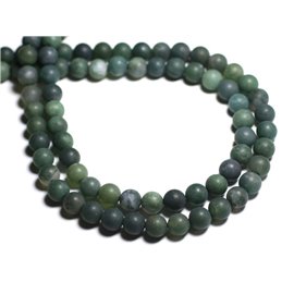 5pc - Stone Beads - Green Matte Moss Agate Balls 10mm - 8741140000476 