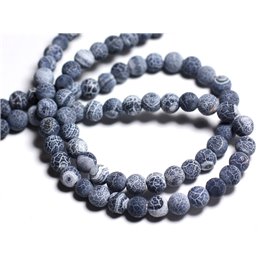20pc - Stone Beads - Matte Black Gray Agate 6mm Balls - 8741140000483 
