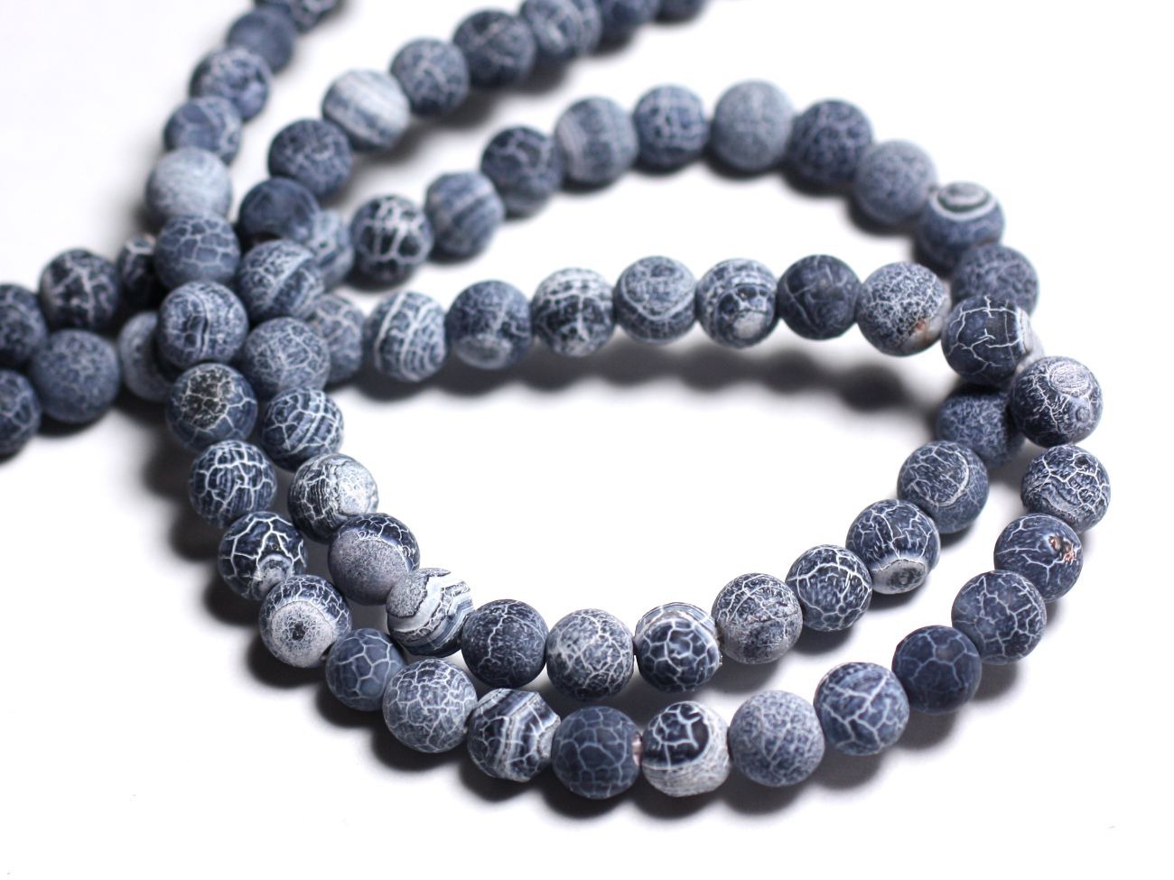 20pc - Perles de Pierre - Agate gris noir Mat Boules 6mm -  8741140000483 