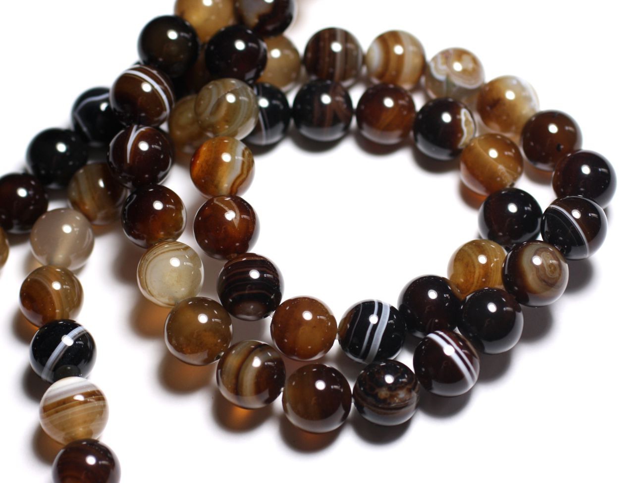 4pc - Perles de Pierre - Agate Marron Boules 12mm -  8741140000438 