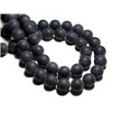 10pc - Perles Pierre - Agate Boules 8mm Noir Mat Sablé Givré - 8741140000506