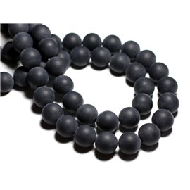 10pc - Cuentas de piedra - Bolas de ágata 8mm Negro mate arenado esmerilado - 8741140000506