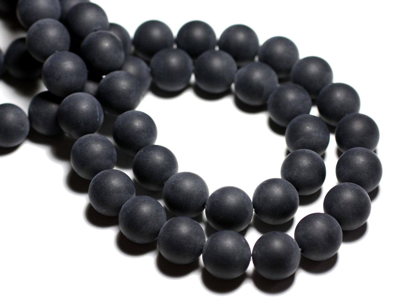 10pc - Perles de Pierre - Agate noire Mat Boules 8mm -  8741140000506 