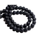 6pc - Perles de Pierre - Agate noire Mat Boules 10mm -  8741140000513 