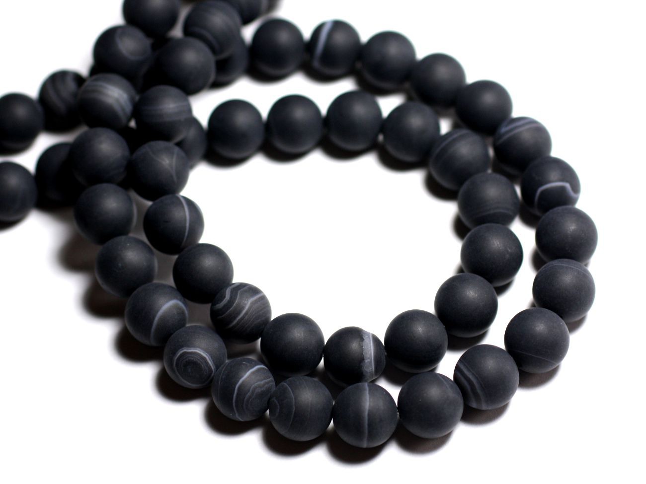 4pc - Perles de Pierre - Agate noire Mat Boules 12mm -  8741140000520 