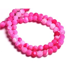 20pc - Stone Beads - Matte pink agate 6mm balls tinted imperfection - 8741140000537 