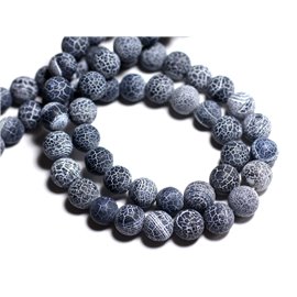 10pc - Stone Beads - Agate matte black gray 10mm balls - 8741140000490 