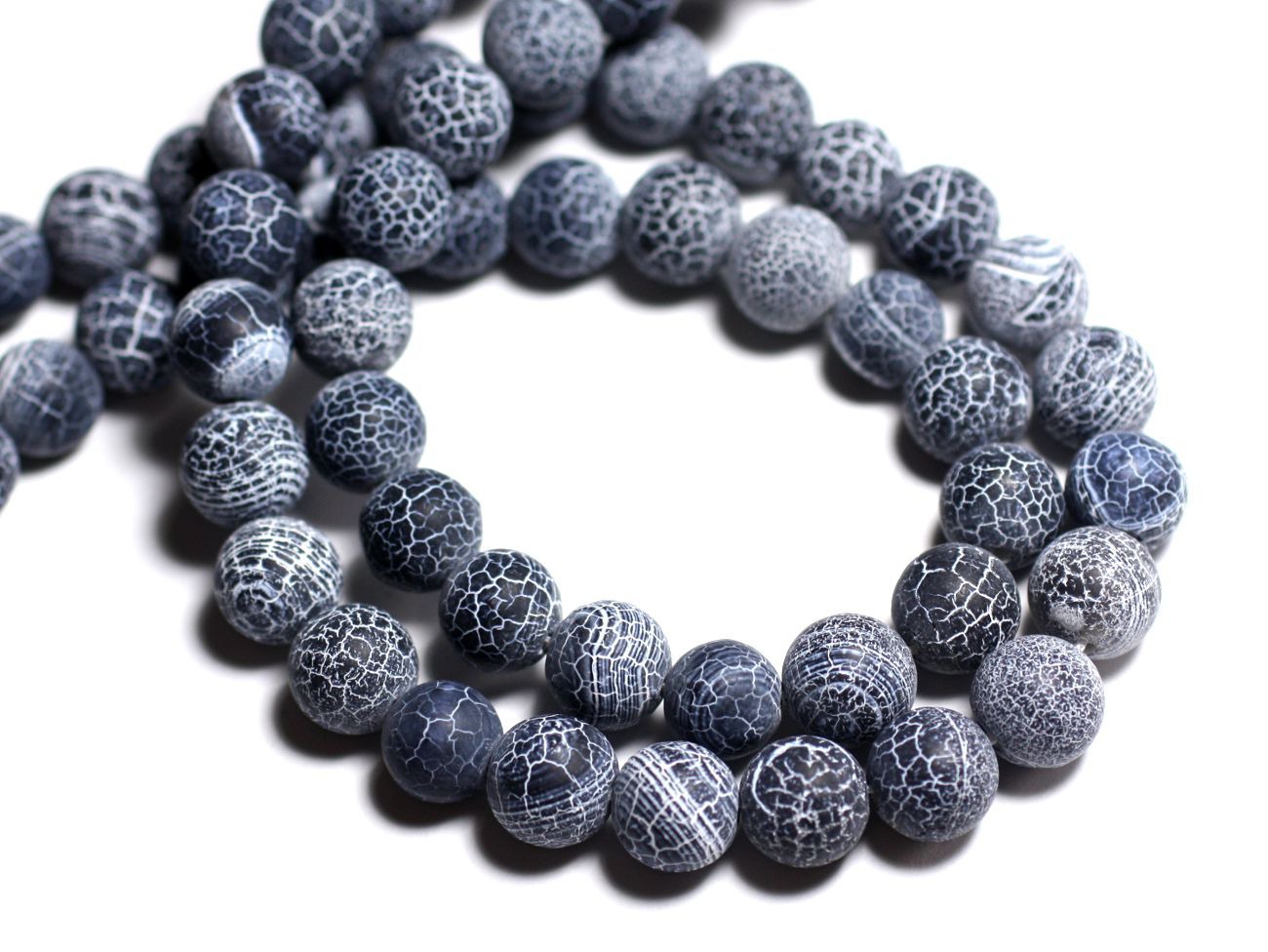 10pc - Perles de Pierre - Agate gris noir Mat Boules 10mm -  8741140000490 