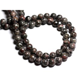 6pc - Perles de Pierre - Jaspe Océan Fossile noire Boules 10mm -  8741140000742 