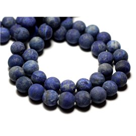 20pc - Perles Pierre - Lapis Lazuli Boules 4mm Mat Sablé Givré bleu nuit roi - 7427039738880