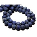 10pc - Perles Pierre - Lapis Lazuli Boules 8mm Mat sablé givré - 8741140000780