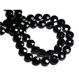 4 Stück - Steinperlen - Facettierte Palets aus schwarzem Onyx 12mm - 8741140000858 