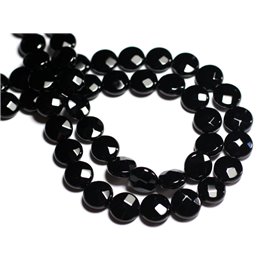 4pc - Stone Beads - Black Onyx Faceted Palets 12mm - 8741140000858 