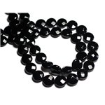 4pc - Perles de Pierre - Onyx Noir Palets Facettés 12mm -  8741140000858 