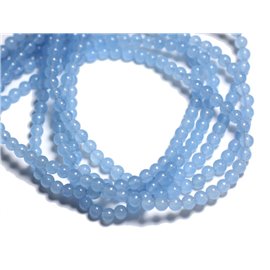 Filo 39 cm circa 90 pz - Perline di pietra - Sfere di giada 4 mm Azzurro - 8741140000964 