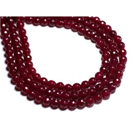 20pc - Stone Beads - Jade Faceted Balls 6mm Raspberry Pink - 8741140000971 