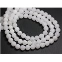 10pc - Perles de Pierre - Jade Boules 8mm Blanc Mat givré -  8741140001008 