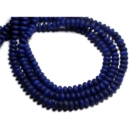 30pc - Perles de Pierre - Jade Rondelles 5x3mm Bleu nuit mat givré -  8741140001015 