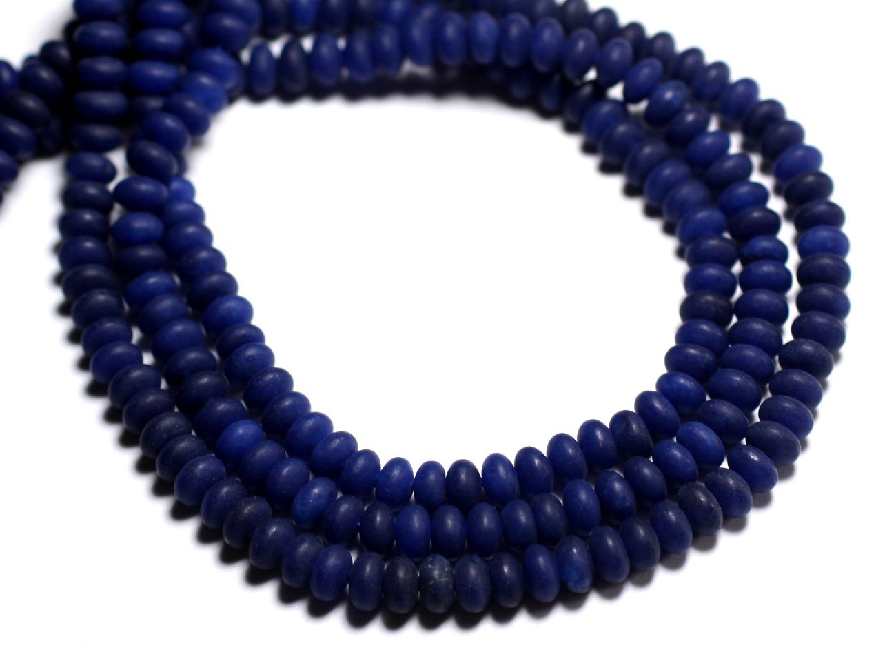 30pc - Perles de Pierre - Jade Rondelles 5x3mm Bleu nuit mat givré -  8741140001015 