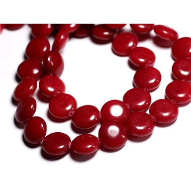 4pc - Perles de Pierre - Jade Rouge Palets 14mm -  8741140001046 