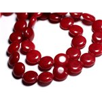 4pc - Perles de Pierre - Jade Rouge Palets 14mm -  8741140001046 